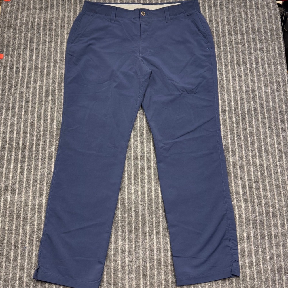 Under Armour Mens Golf Pants 38/32 Blue AllseasonGear Loose Performance Chino